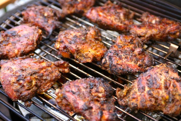 Smoked Chicken Thighs with a Sugar-Free Brine