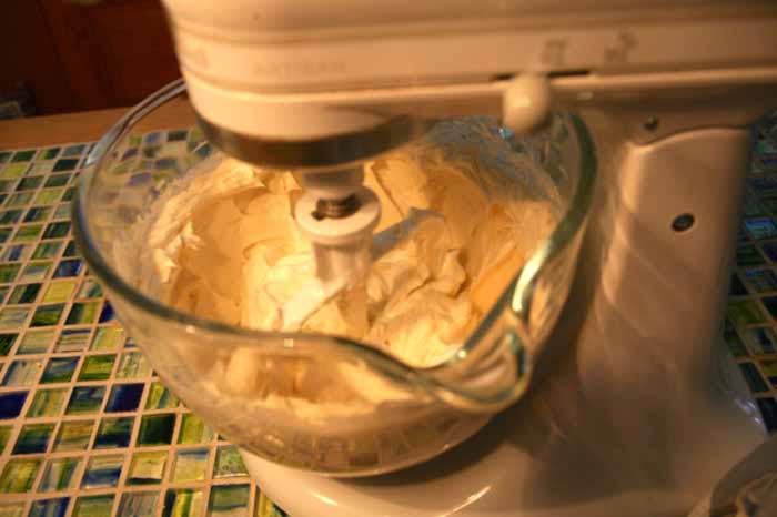 Add the cream cheese, Splenda, sour cream, and vanilla to a mixer and blend until smooth.